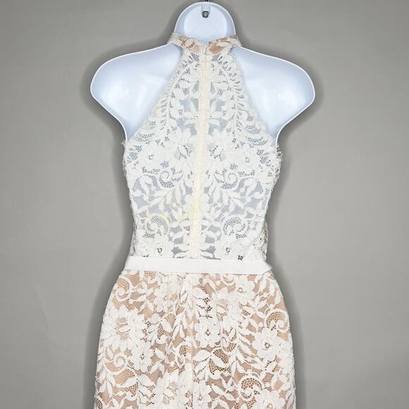 Alexis S Womens Rene Lace Wide Leg Jumpsuit Halter Lined Rose Detail - Picture 7 of 13